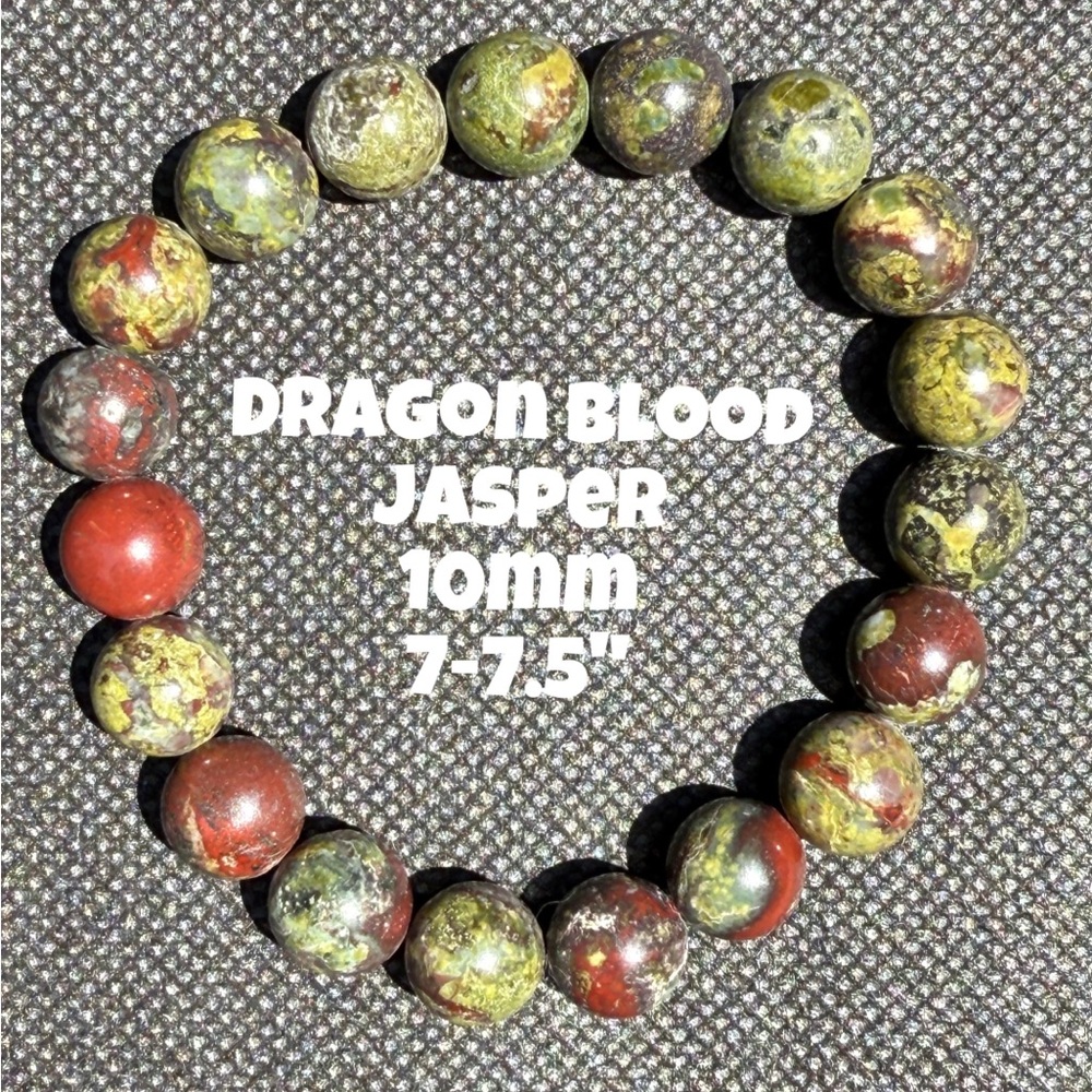 Authentic Dragon Blood Jasper 10mm Beaded‎ Stretchy Bracelet by Bombshell Beads